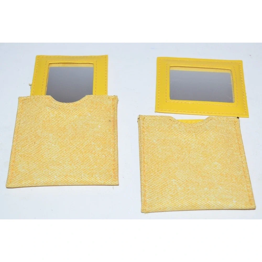 Vtg Clinique Bright Yellow Travel Purse Sliding Mirror pouch‎ NOS Set of 2